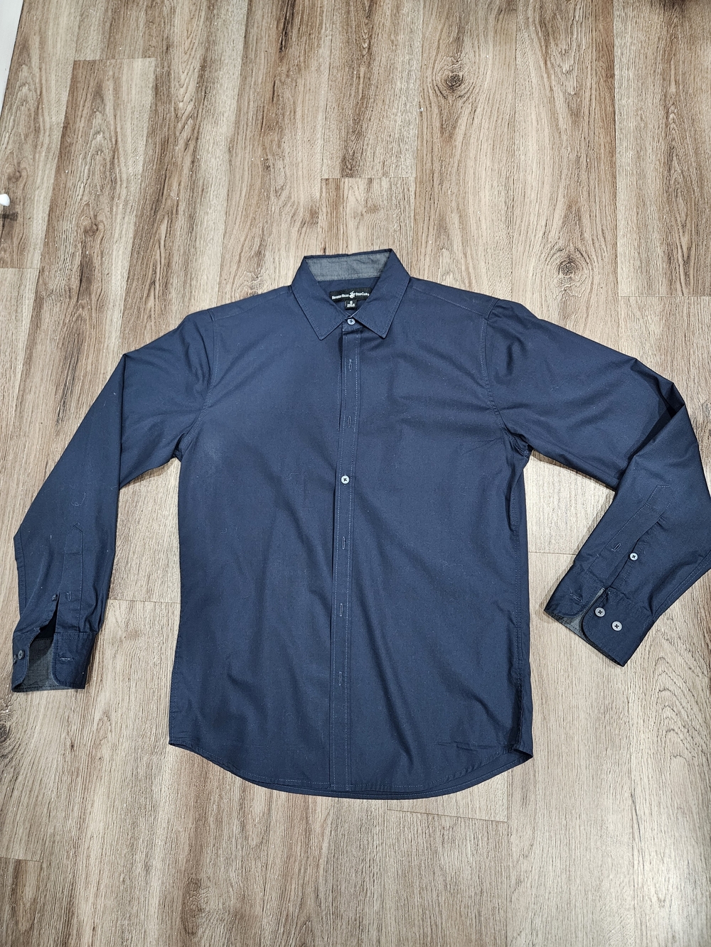 Beverly Hills Polo Club Navy Blue Long-Sleeve Dress Shirt